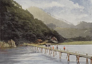 Footbridge Over the Arakawa River in the Sagami Peninsula